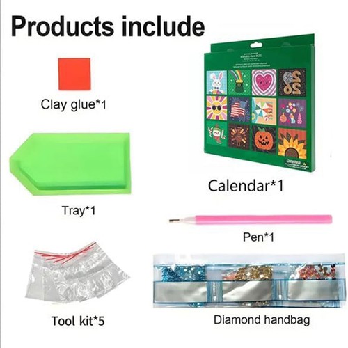 Calendario de arte de diamantes 2026, kit de pintura de diamantes de calendario de pared, arte de diamante hágalo usted mismo - Imagen 4 de 5