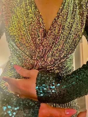 slim fit dress slacks Novah - PLUS SIZE - Long Sleeve Sequin Dress main image 1