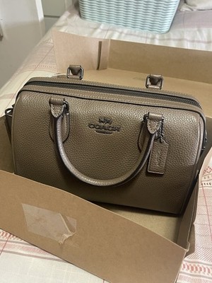 COACH Rowan Satchel Bag (Dark Stone) Pebbled Leather