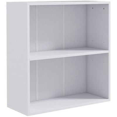 HOMCOM Bücherregal Vitrinenregal Aufbewahrungsregal mit 2 Fächern für Arbeitszimmer Weiß