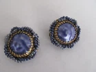 Vintage Costume Jewelry Blue Clip Earrings - Estate