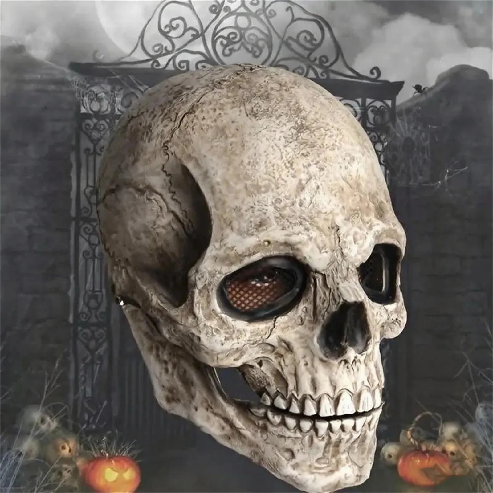 Halloween Skull Mask Full Head Skull Mask with Movable Jaw, For Halloween Party