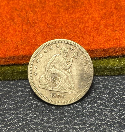 (#102364) Seated Liberty Quarter:  1859.    VF