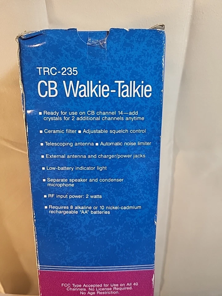 Radio Shack TRC-235 Walkie Talkie CB Citizens Band Transceiver 3 Ch. Radio NIB - Image 4 of 4