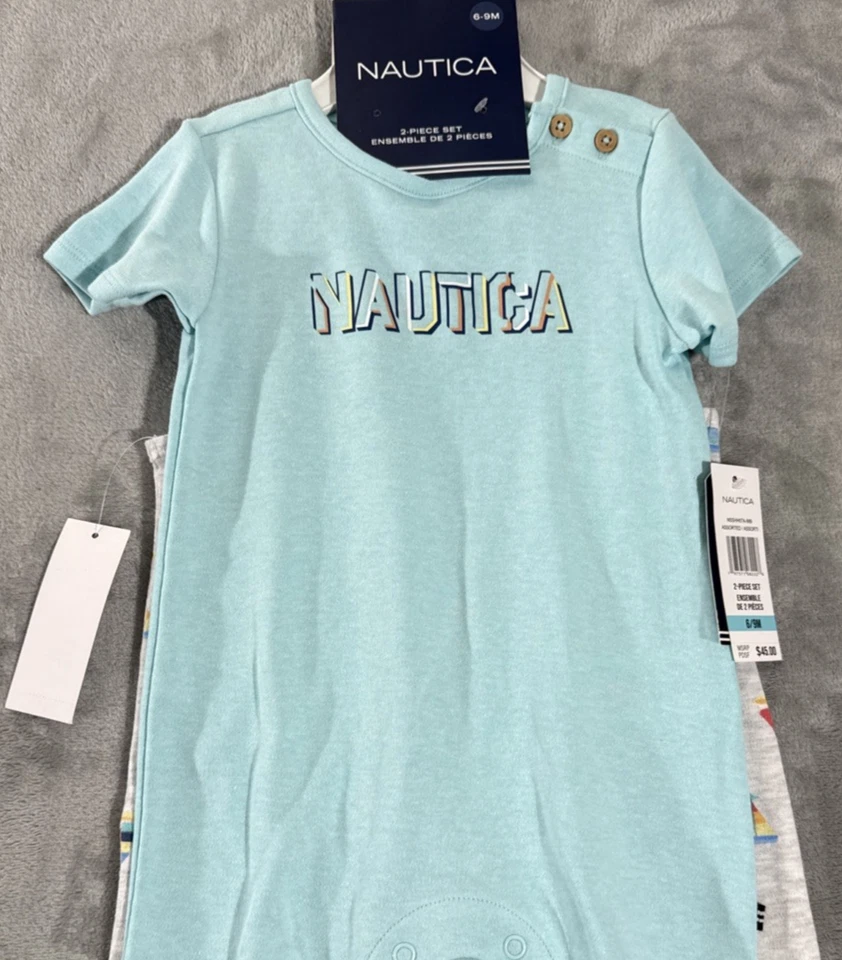 Nautica 男宝宝 2 件套服装套装 6-9 个月婴儿套装全新带标签礼物就绪 — 第 2/4 张图片