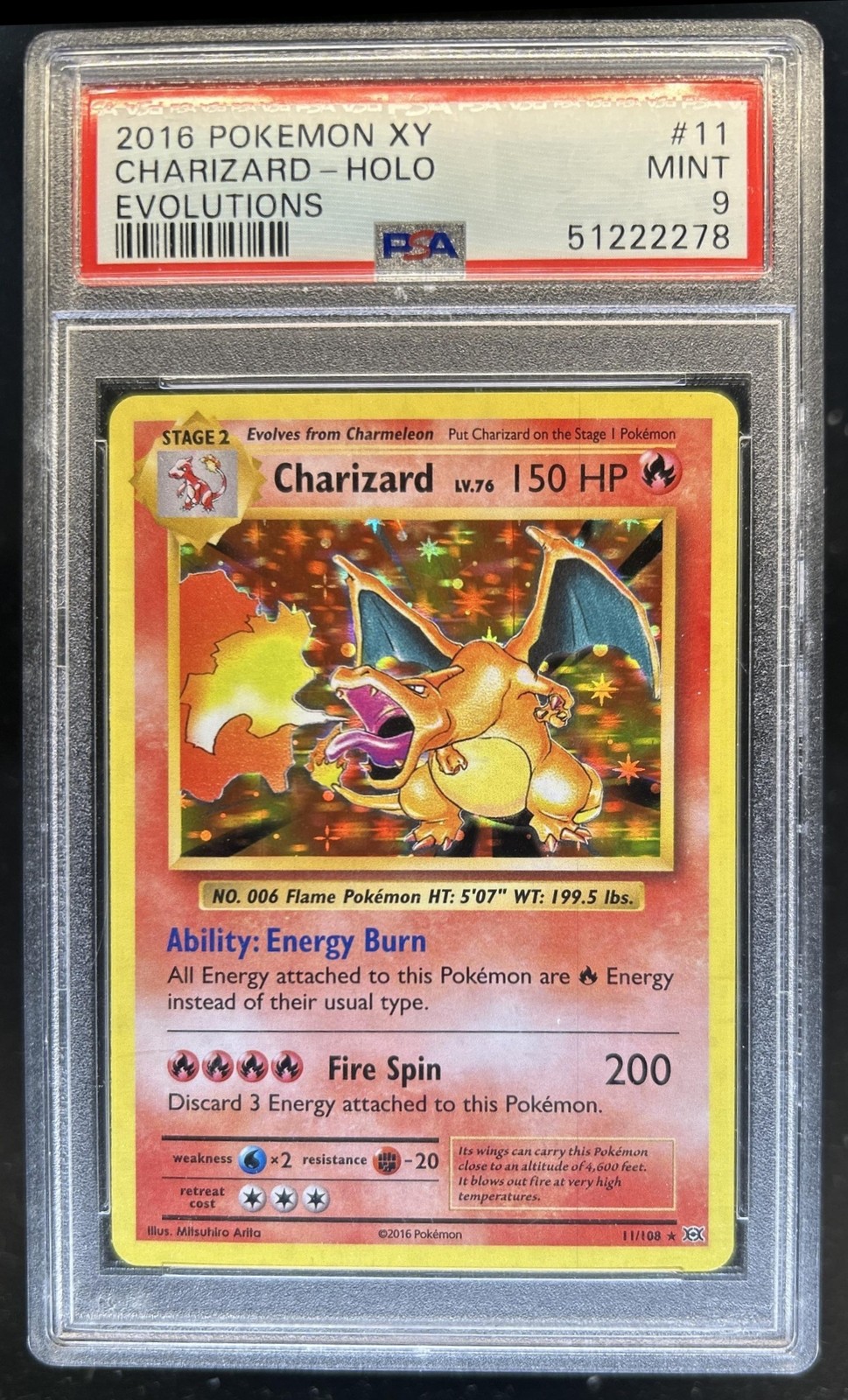 2016 Pokemon XY Evolutions Charizard Holo #11/108 PSA 9