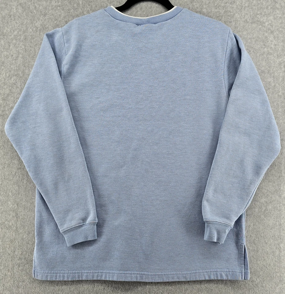 Vtg Blair Birds Sweatshirt Womens M Crew Embroidered Chickadees Blue Winter Y2K - Image 2 of 4