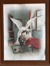 Stampa Antica Angelo Custode, Preghiera, Stella del Mattino, 57x45