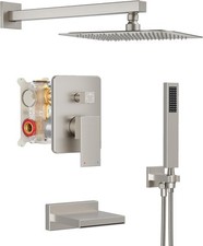 Shower System with Tub Spout, All Metal Tub Shower Faucet Set with 10" Rain Show