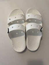 Unisex Classic Crocs Logo White Double strap Slide Sandals Sz Men5 women  s 7