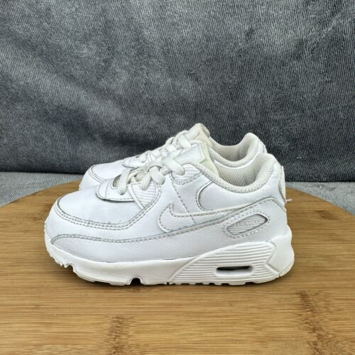 Nike Toddler Air Max 90 Triple White Athletic Running Shoes Sneakers Size 8C - Picture 3 of 7