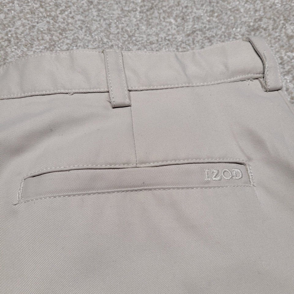 IZOD Golf Shorts Mens 32 Beige Khaki Pleated Chino Expandable Waist eBay
