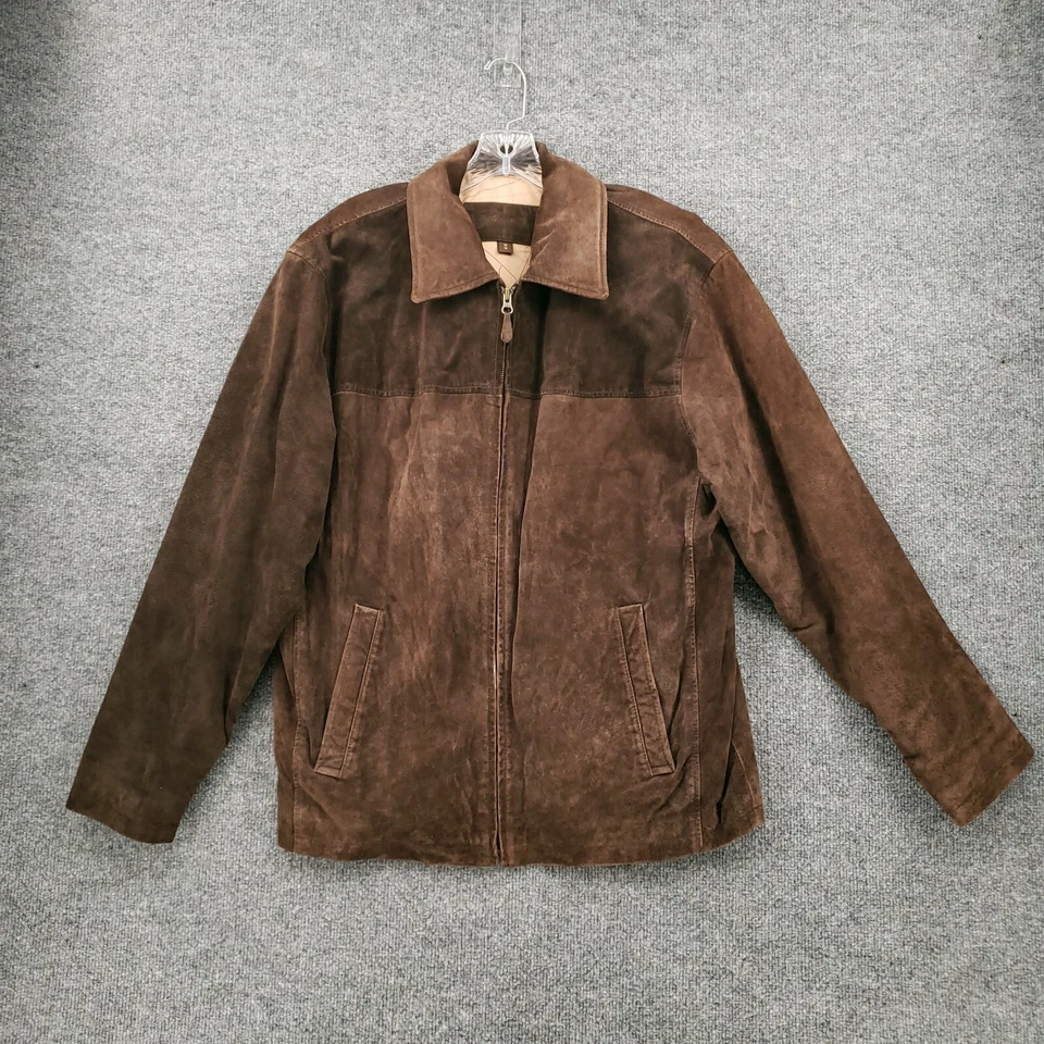 Jaqueta St Johns Bay Masculina M Marrom Médio Couro Genuíno Camurça Zíper Completo Bombardeiro - Imagem 3 de 4