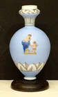 1800's ANTIQUE Victorian MUSICAL CHERUB Hand Painted MAKE-DO Milk Glass Vase