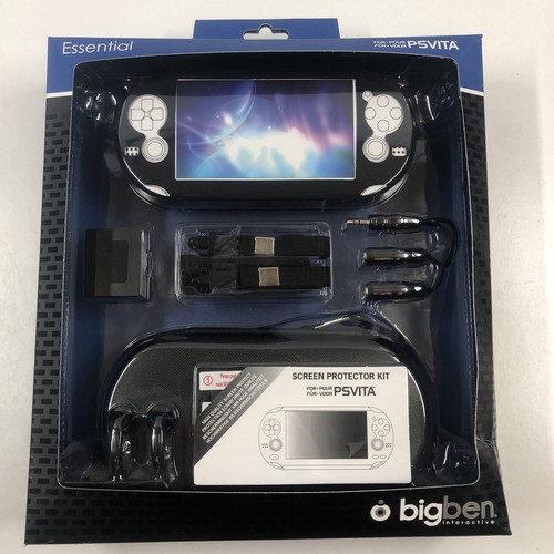 Pack Complet PS VITA 1000 – Coque Silicone Bleue Big Ben + Pochette + Casque + Chargeur – Neuf