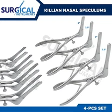 4 Pc KILLIAN Septum Nasal Speculum 6.00" BLADE 2", 2.5", 3" & 3.5" German Grade