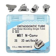 80PCS Dental Orthodontic Buccal Tube 2nd Molar MBT 022 Bondable Single Mesh Base