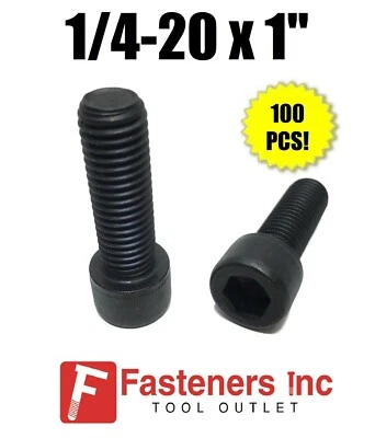 BRIGHTON (Qty 100) 1/4-20 x 1" Socket Head Allen Cap Screw 12.9 Black Oxide / Plain