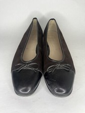 Ara Brown Suede Cap Toe Patent Leather Bow Ba...