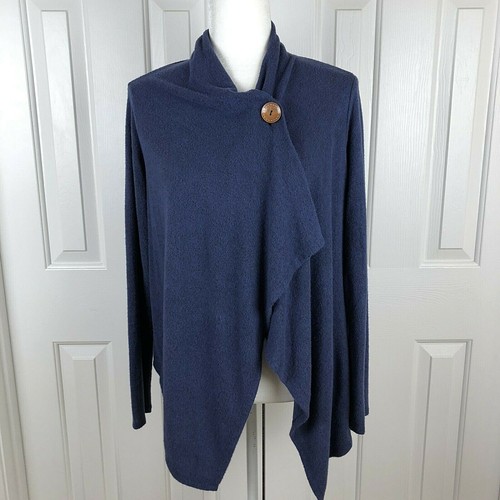 Bobeau One Button Fleece Wrap Cardigan 