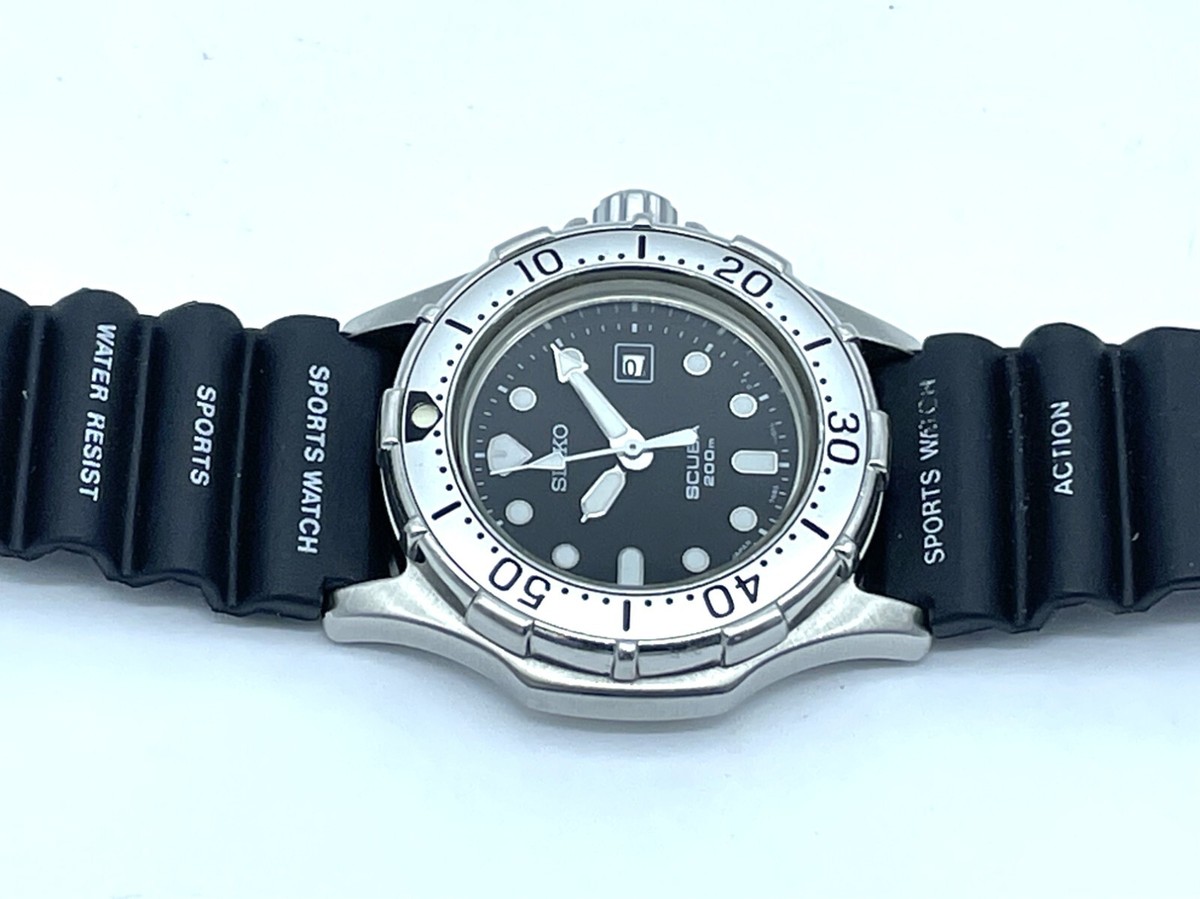 SEIKO Ladies Diver Watch SCUBA 200m Black Dial Quartz 7N85 SEIKO Ladies Diver Watch SCUBA 200m Black Dial Quartz 7N85