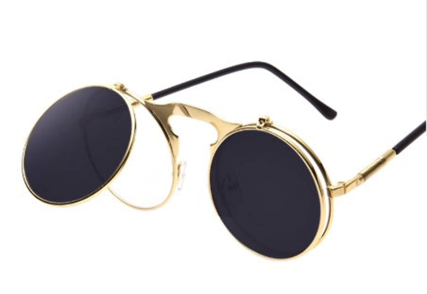 Retro Flip Cover Polarized Sunglasses for Men and Women, Metal Frame, Universal