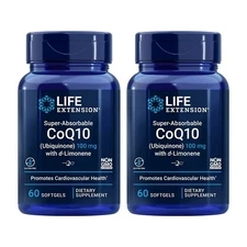 2 PACK Life Extension Super-Absorbable CoQ10 100mg d-Limonene for Cardio 60SG