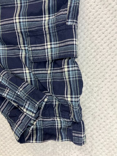 626 Blue Mens Cargo Shorts Blue Plaid Vintage Surplus Co Size 42 100% Cotton - Picture 6 of 16