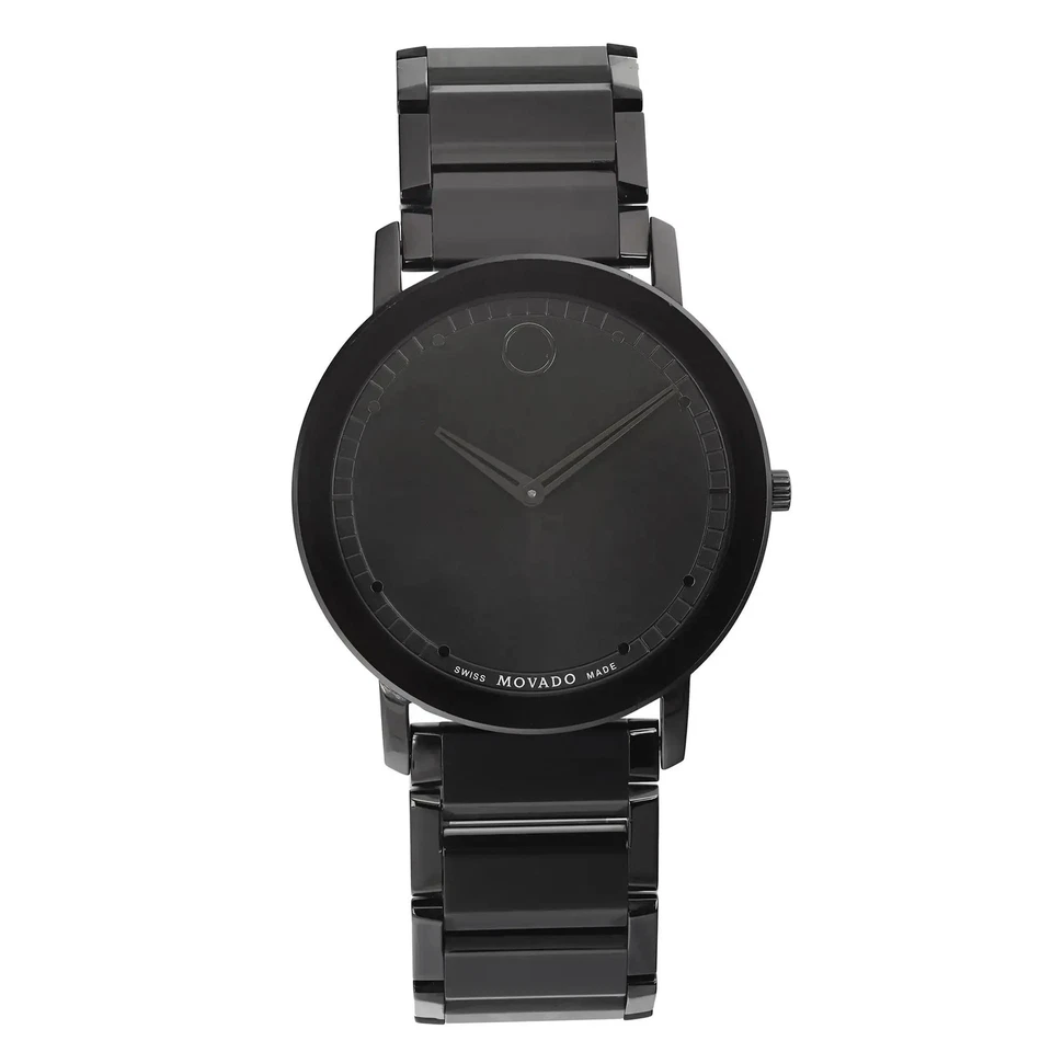 Movado Modern Classic 40mm Steel Black Dial Mens Quartz Watch 0607408