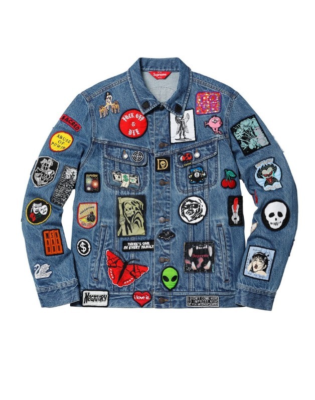 SUPREME S/S '18 Patches Trucker Jacket size Large | eBay