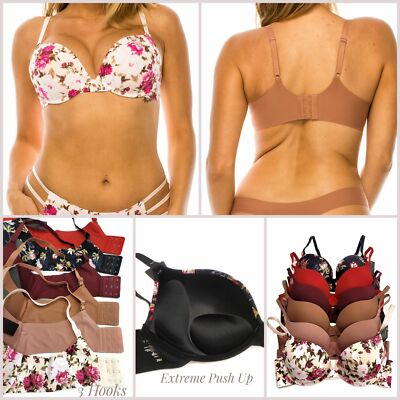Extreme Ultimate Extra Lift Padding Invisible Laser Cut 3 Band Hook Push Up Bra 