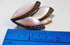 Vintage 925 STERLING SILVER MOTHER OF PEARL MARCASITE BROOCH PIN ART DECO