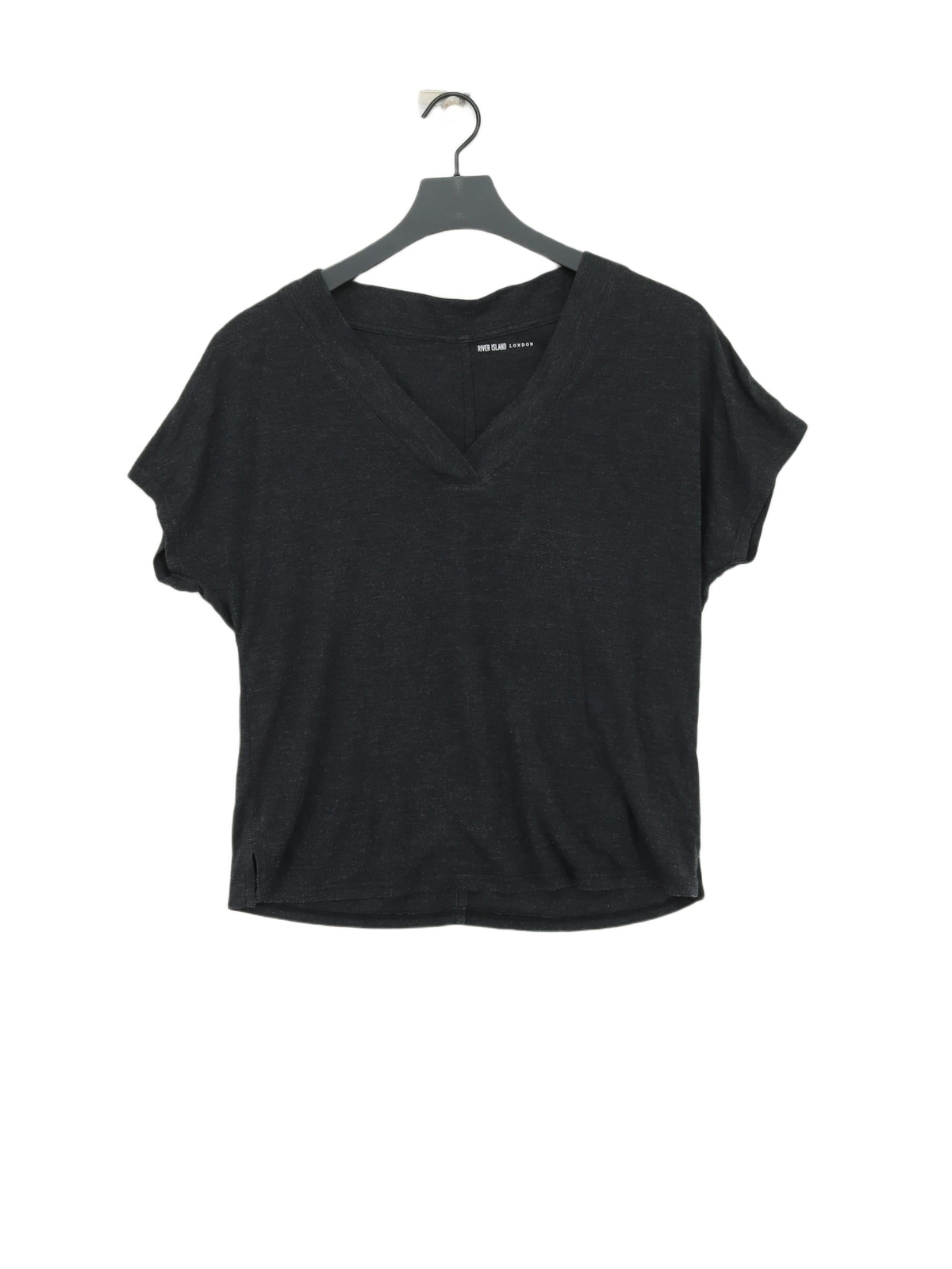 River Island Women's T-Shirt UK 10 Grey Viscose with Polyester Basic