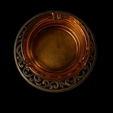 Glass Ashtray with Tray 5 1/2"