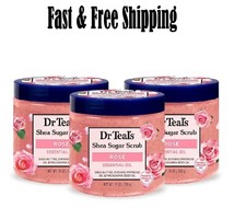 Dr Teal's Shea Sugar Body Scrub, Rose with Essential Oil, 19 oz Pack of 3