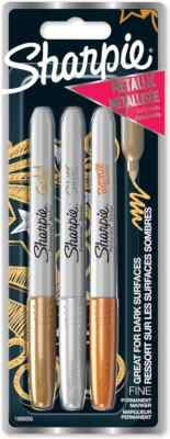 Bester Sharpie Permanentmarker feine Spitze | kräftige Details Metallicfarben (3 Stifte)