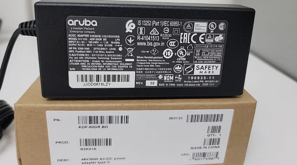  Aruba 48V/50W AC/DC Power Adapter ADP-50GR AP-AC2-48C  - Image 2 of 4