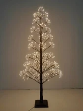 5Ft White/Brown LED Cluster Tree with 720 Warm White LEDs Indoor Use Only