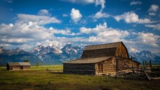 Landscape nature building clouds grand teton national Custom Gaming Mat Desk