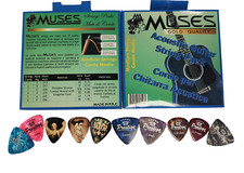2 SET da 6 CORDE medie MUSES CHITARRA ACUSTICA / ELETTRICA + 10 PLETTRI Colorati