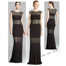  568 David Meister Cap Sleeve Sequin Illusion Inset Jersey gown SIZE 10 NWT