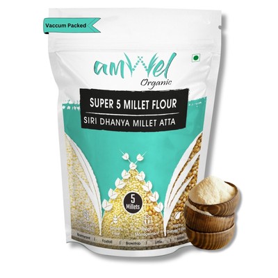 Amwel Organic Super 5 Millet Flour | Super 5 Millet Atta 8 lbs from India