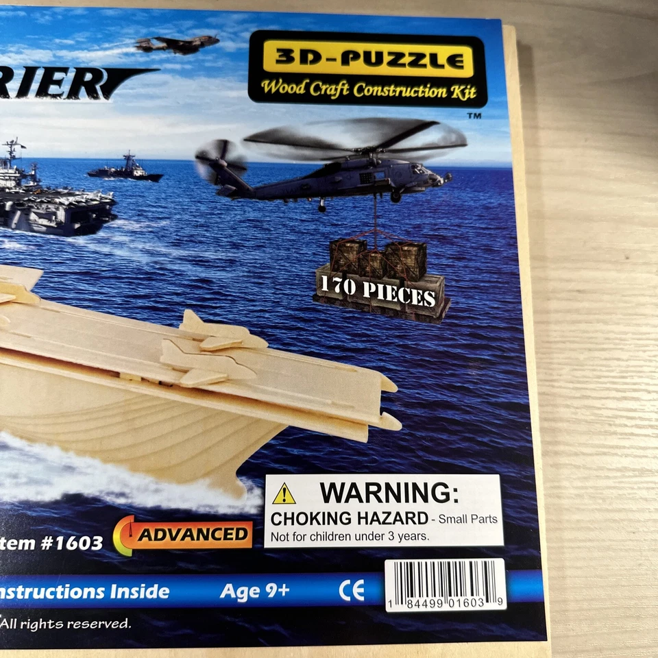 Rompecabezas 3D Portaaviones #1603 Madera Natural 170 piezas Edad Avanzada 9+ 2013 Nuevo  Foto 2 de 4