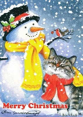 Cat Christmas Card Merry Christmas Art By Irina Garmashova Ebay