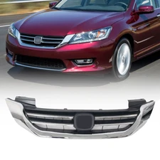 For 2013-2015 Honda Accord Sedan Chrome Front Bumper Upper Grille Replace Grill