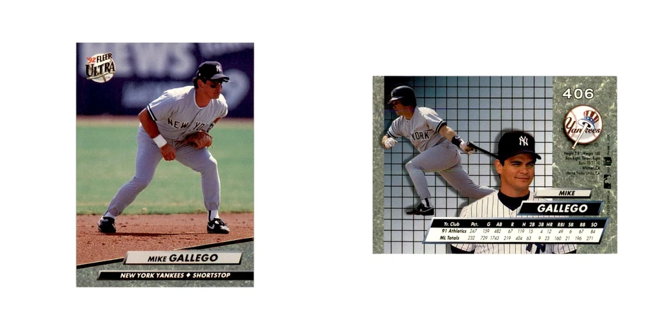 1992 Fleer Ultra Mike Gallego Baseball Cards #406 - Image 3 of 3