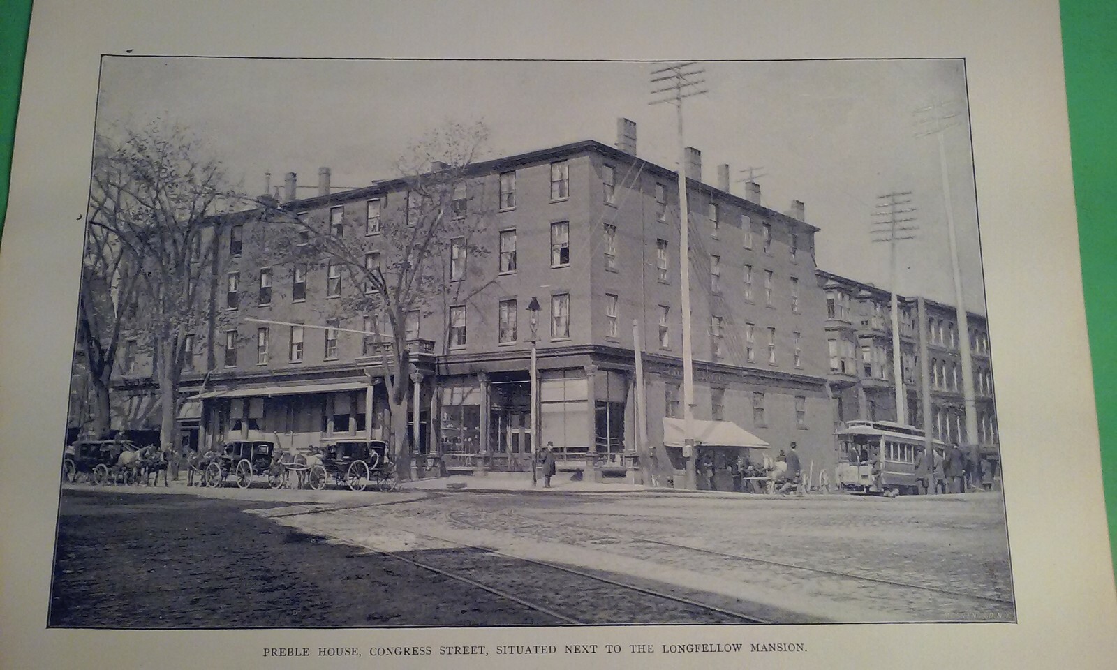 PORTLAND PREBLE HOUSE CONGRESS STREET & Buggies Old Maine Photo-Print View 1890s