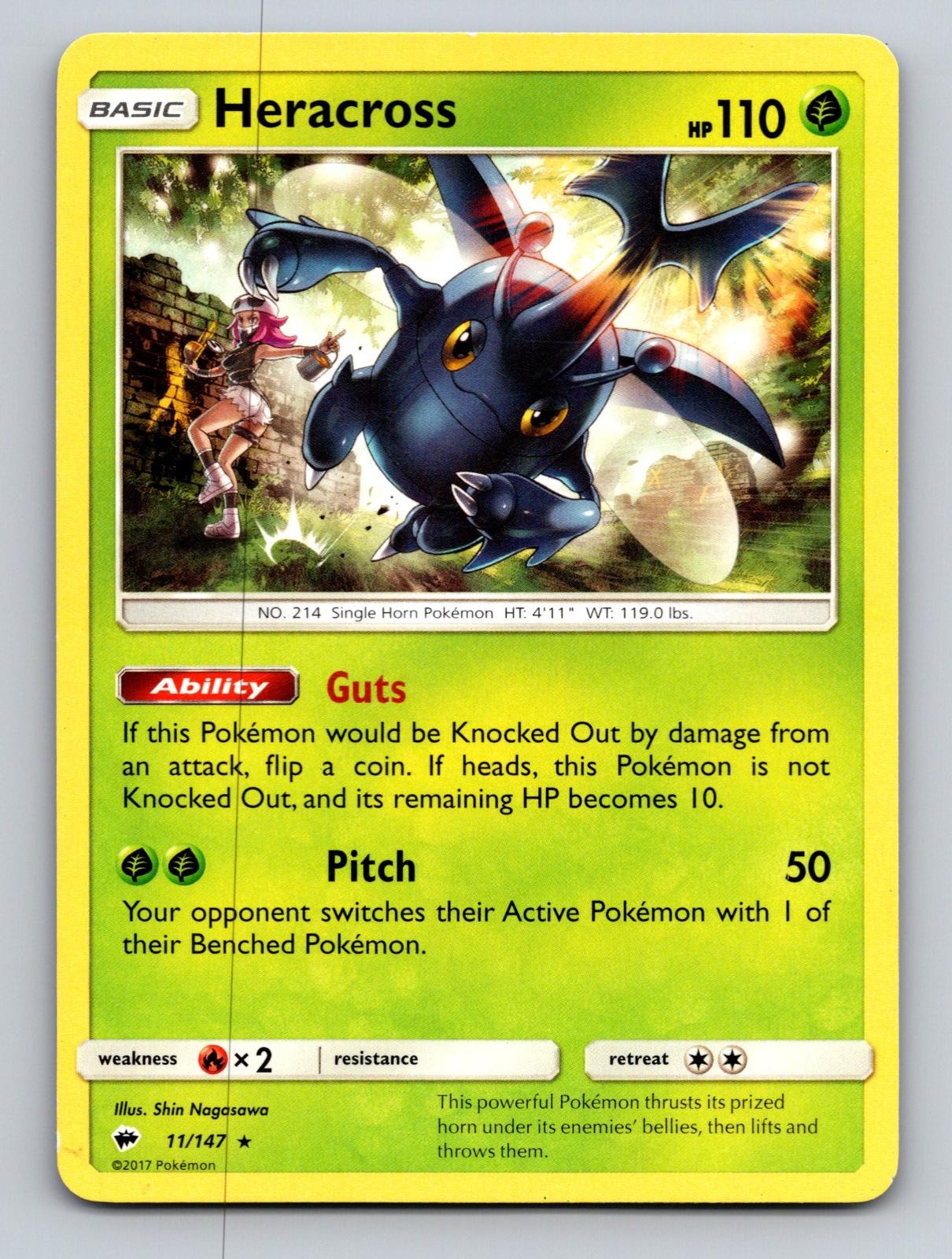 Heracross 11/147 Rare Burning Shadows Pokemon