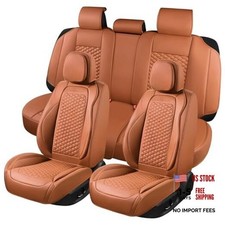 Car Seat Covers Full Set, Leather Seat Covers for Cars, 5 Pcak 5 Pack Brown