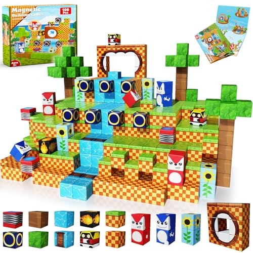 Magnetic Blocks, 100PCS Magnetic Building Blocks, STEM Building Game Hill - Picture 2 of 7